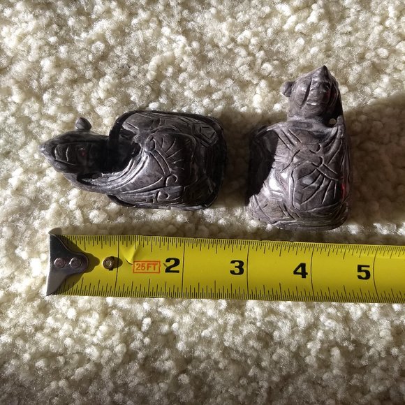 vintage 70s pair of carved stone turtle tortoise figurines - Picture 7 of 12